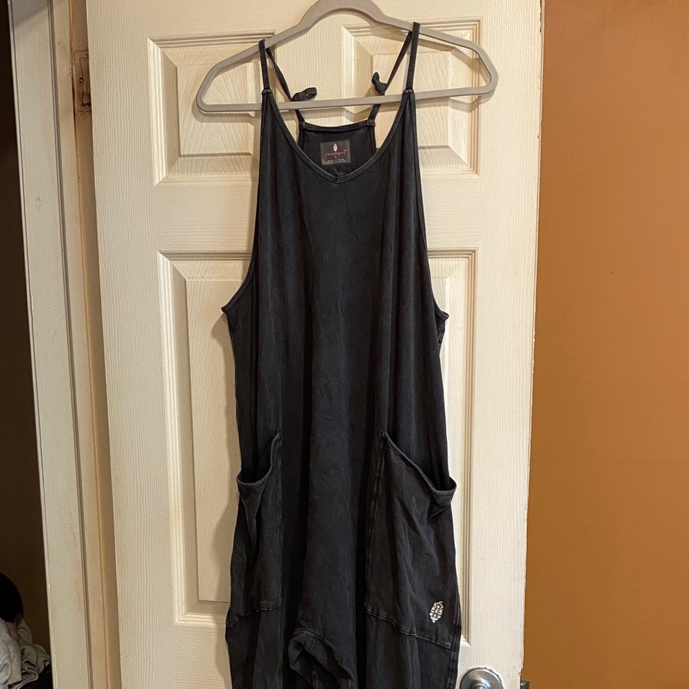 Free People Black Sleeveless Pocket Romper